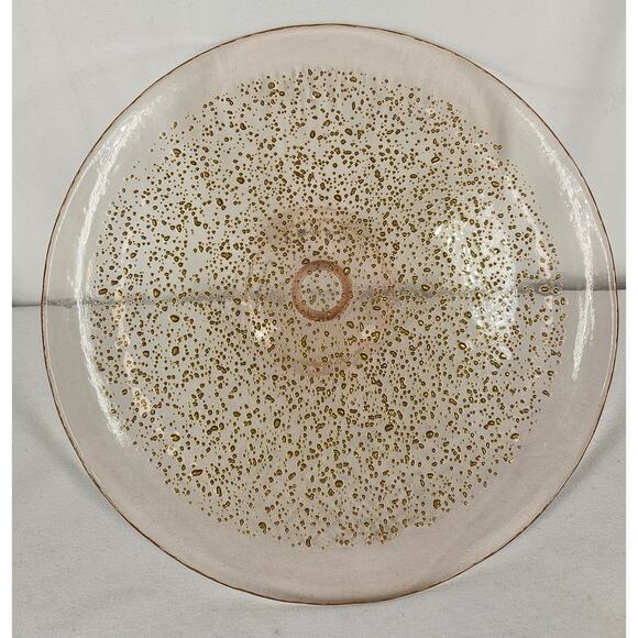 ANTHROPOLOGIE 13" ROSE CLEAR GLASS WITH GOLD DROPLETS CAKE STAND - Picture 3 of 9